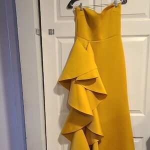 Elegant Yellow Strapless Dress